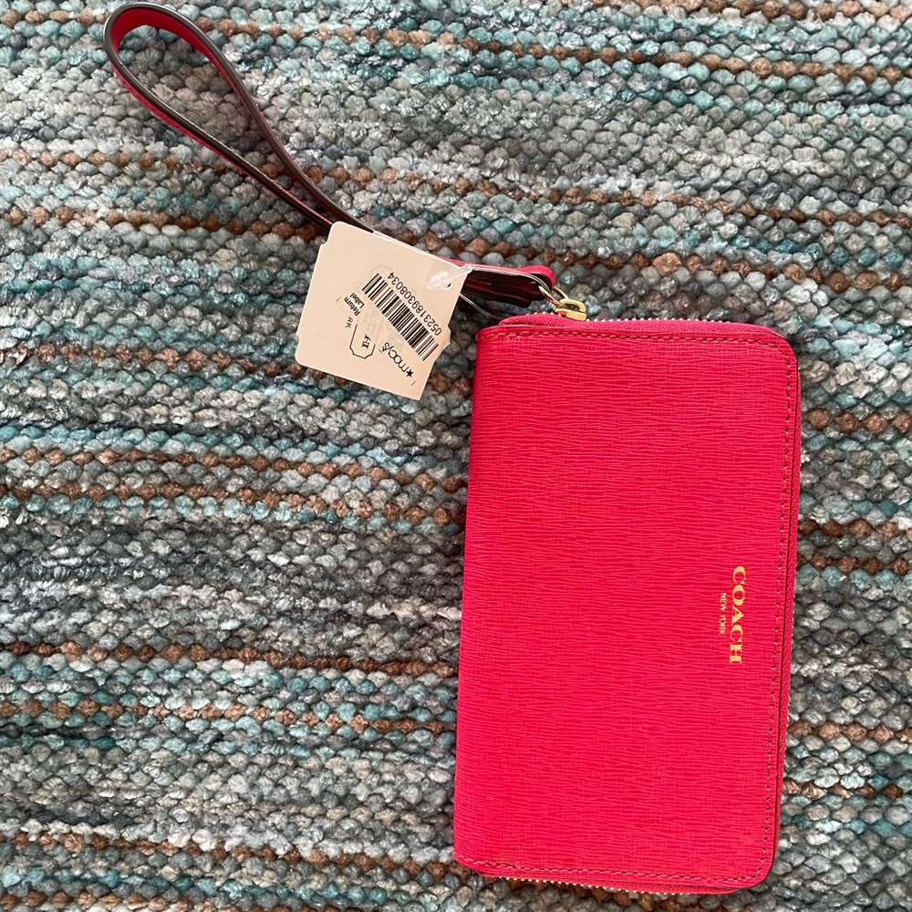 Coach saffiano wallet pink scarlet